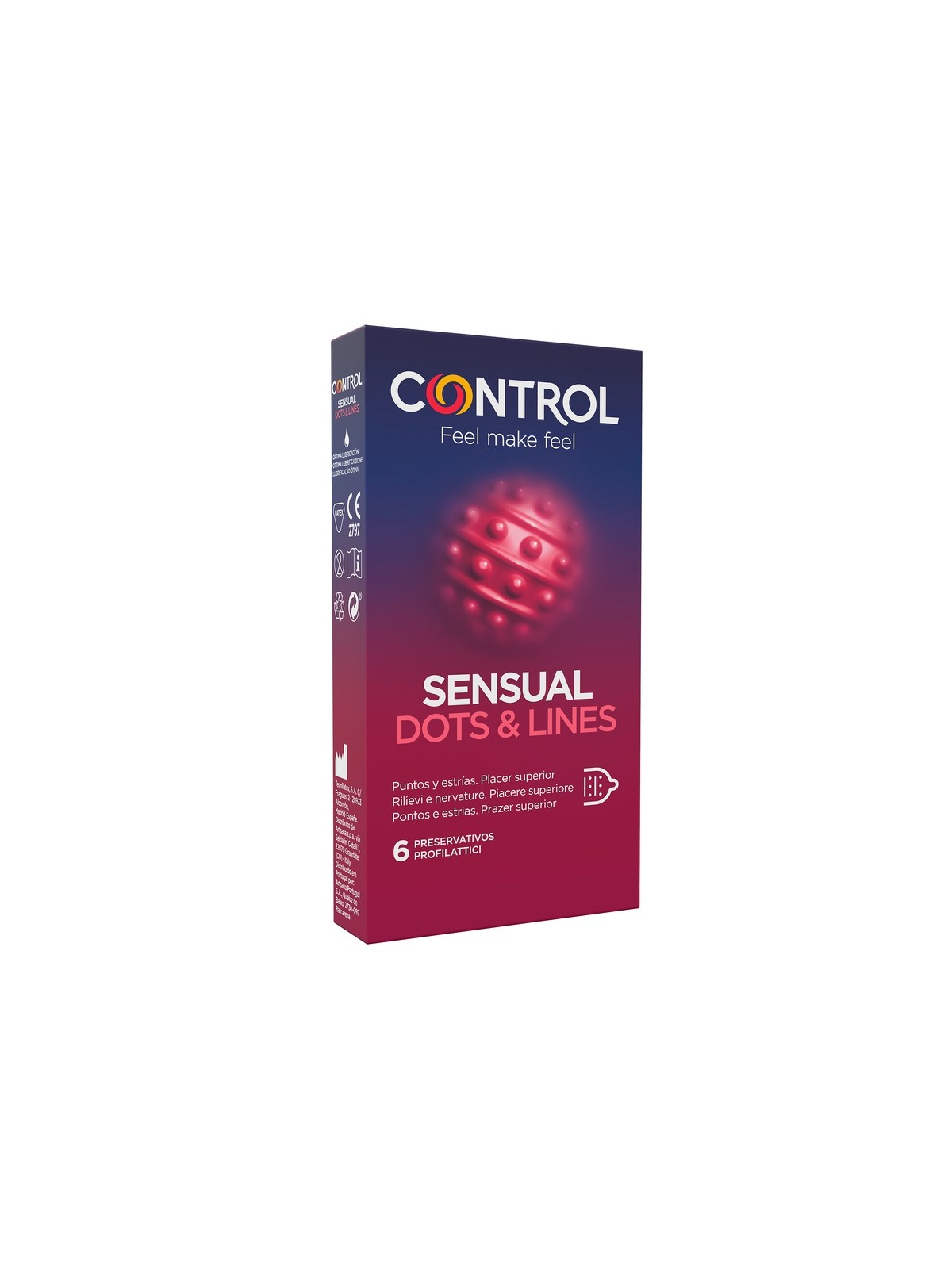 Control Sensual Dots e Lines 6 Preservativi con rilievi e striature