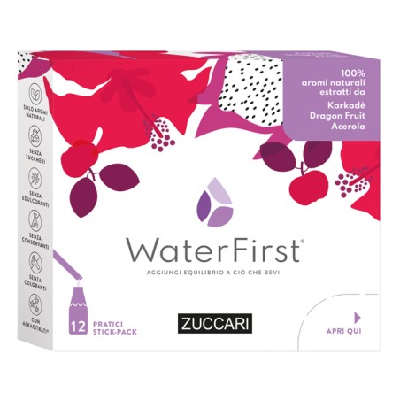 Zuccari WaterFirst Karkadè Dragon Fruit Acerola 12 Stick-pack