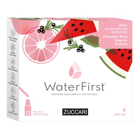 Zuccari WaterFirst Pompelmo Rosa, Anguria, Ginepro 12 Stick-pack