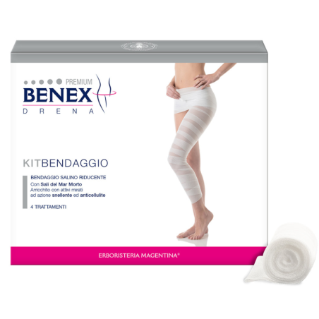 Benex Kit Bendaggio Premium ad azione drenante, snellente e anticellulite