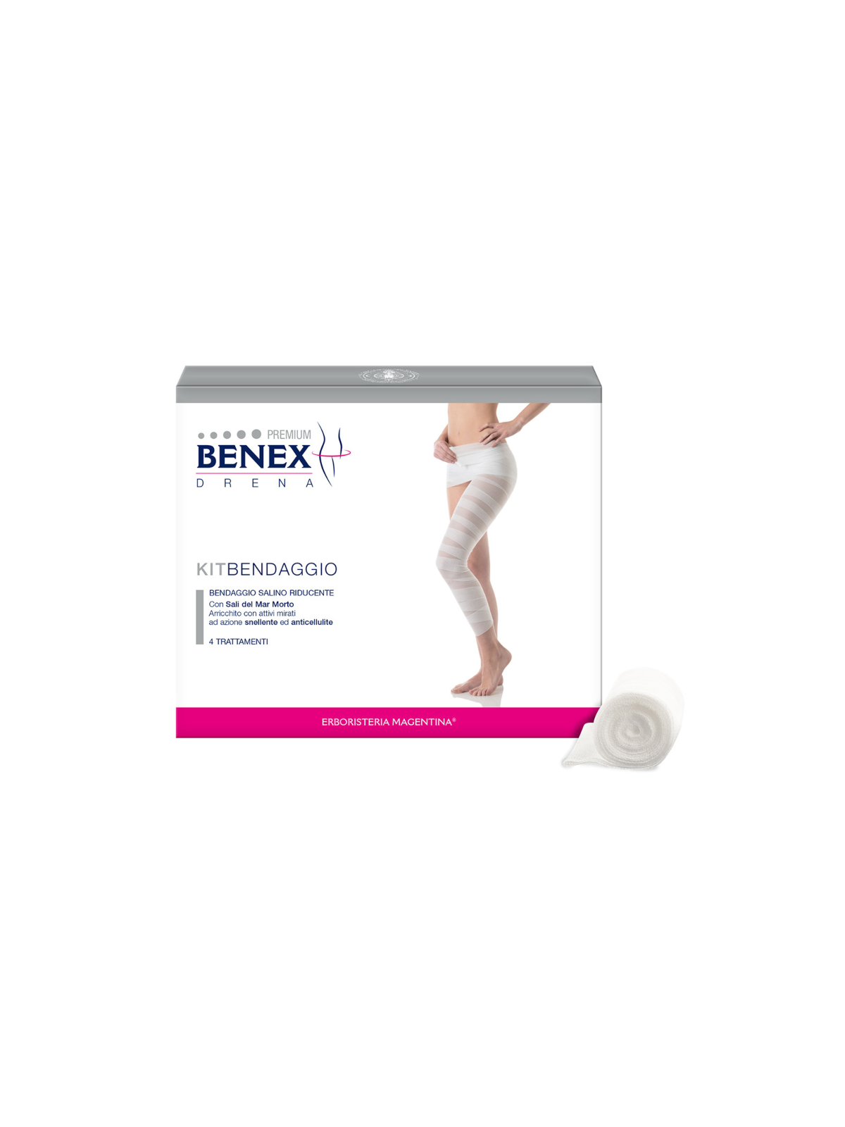 Benex Kit Bendaggio Premium ad azione drenante, snellente e anticellulite