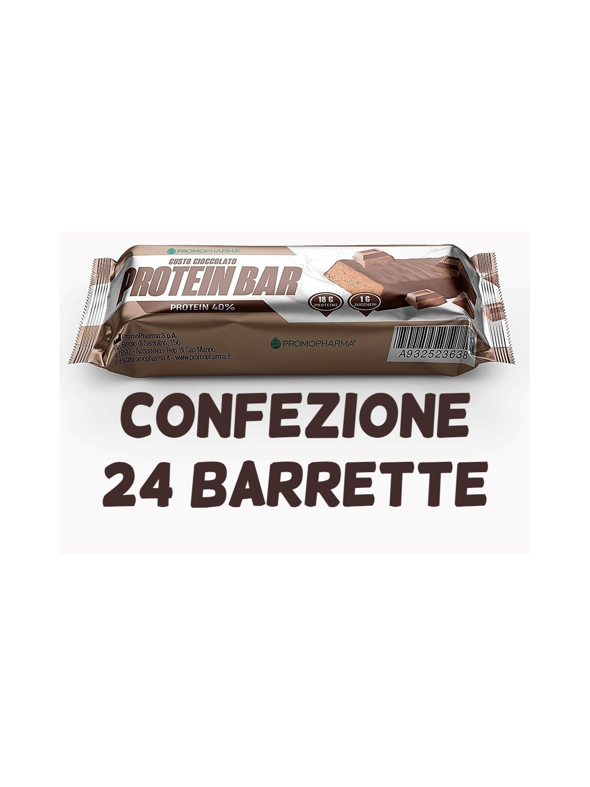 Protein Bar 40% Cioccolato 45 g Confezione 24 pezzi Promopharma