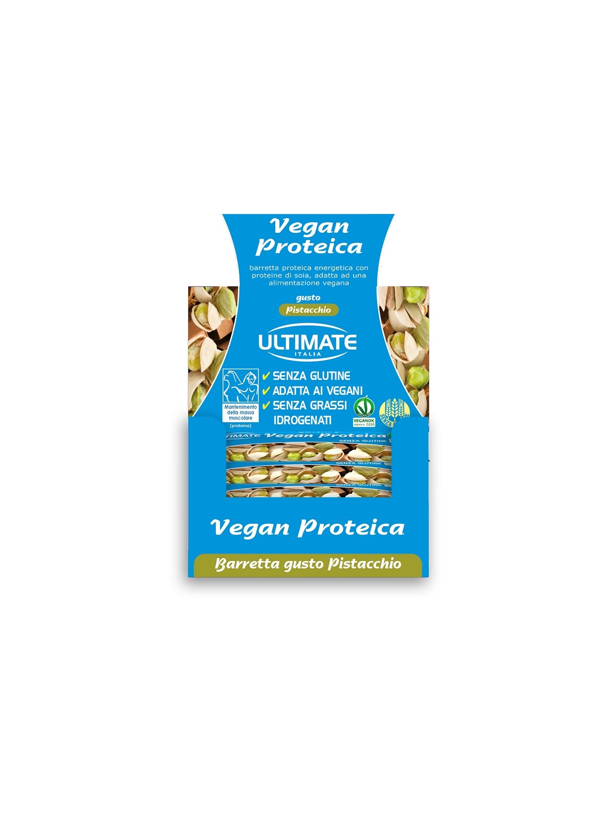 Ultimate Barrette Proteiche Vegan Pistacchio 24 pezzi Senza lattosio